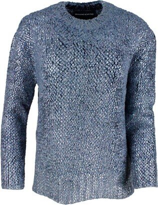 Long-Sleeved Crewneck Shiny Knitted Jumper