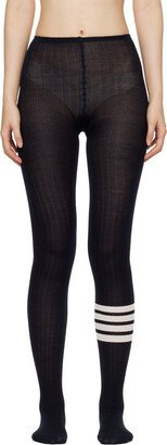 Navy 4-Bar Stripe Tights