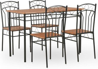 5 Piece Dining Set MDF and Steel Brown