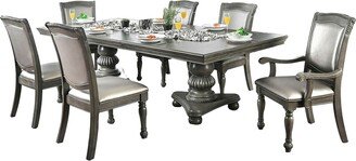 Expandable Dining Set in Gray and Silver