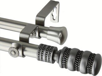InStyleDesign Cork Adjustable Satin Nickel Curtain Rod Pair with Finial