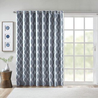 Gracie Mills Modern Polyester Blackout Printed Window Panel Curtain, Navy - 100x84
