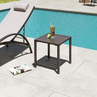 VredHom Outdoor Chaise Lounge Table Square Aluminum Square Side/End Table - 15.7 L x 15.7 W x 15.9 H