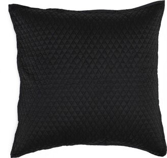 Kahn 26 Inch Hand Stitched Soft Sateen Euro Pillow Sham, Cotton Fill Black