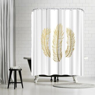 71 x 74 Shower Curtain, Feathers Gold Foil by Samantha Ranlet