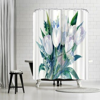71 x 74 Shower Curtain, White Tulips by Suren Nersisyan