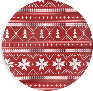 Salad Plates: Nordic Sweater - Red Salad Plate, Red