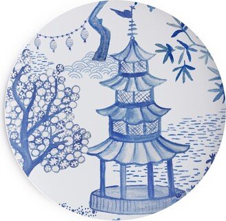 Salad Plates: Pagoda Forest In Blues Salad Plate, Blue