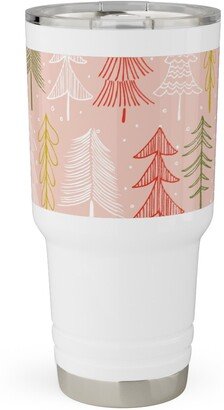 Travel Mugs: Oh' Christmas Tree Travel Tumbler, 30Oz, Pink