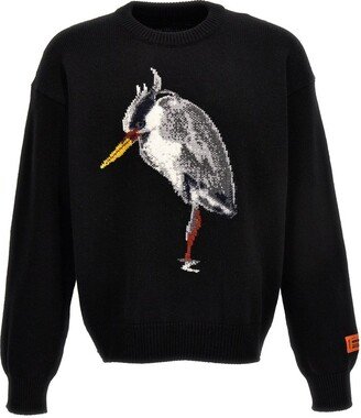 Bird Intarsia Knitted Crewneck Jumper