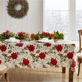 Poinsettia Grace Vinyl Indoor/Outdoor Tablecloth - Multicolor - 52 in. Square