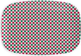 Serving Platters: Winter Gingham - Red And Green Serving Platter, Multicolor