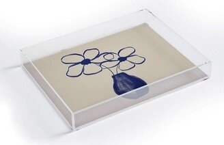 Hello Twiggs Blue Vase with Flowers Small Acrylic Tray