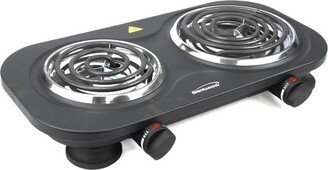 Electric 1500W Double Burner in Black