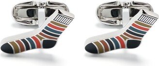 'Artist Stripe' sock-shape cufflinks-AB