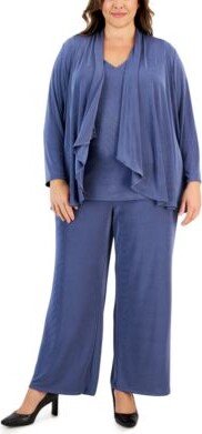 Plus Size Knit High Low Shrug Knit V Neck Cami Knit Pull On Pants