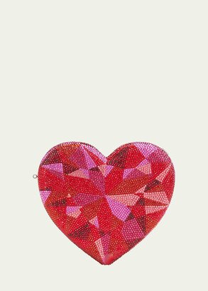 Ruby Heart Allover Crystal Minaudiere