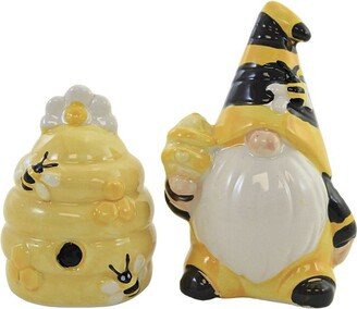 Tabletop Gnome Beehive S/P Shaker Set - One Salt And Pepper Shaker 3.5 Inches - Bumble Daisy - A6981 - Dolomite - Yellow