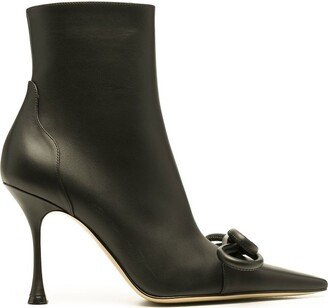 Double Bow pointed-toe ankle boots