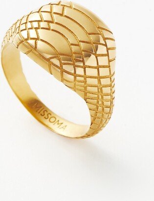 Serpent Textured Signet Ring | 18ct Gold Plated