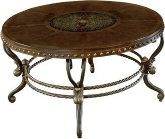 Jenkins Metal Round Coffee Table in Dark Cherry - Lexicon