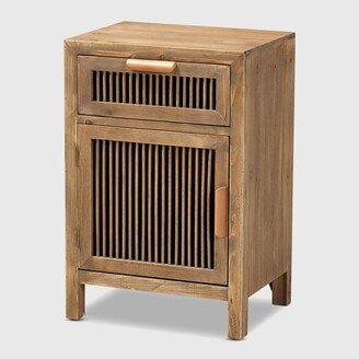 Clement 1 Door and 1 Drawer Wood Spindle Nightstand Brown