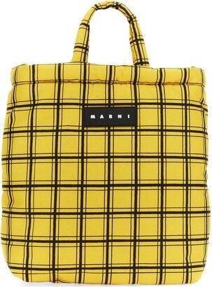 Logo Patch Checked Tote Bag-AA