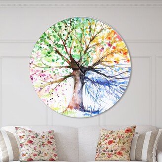 Designart 'Four Seasons Tree' Oversized Floral Wall CLock