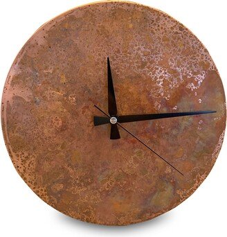 Handmade Rusted, Minimalist Wall Clock, Copper Patina Oxidized Retro Clock Art, Gift For Kitchen