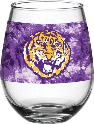 Lsu Tigers 15 Oz Vintage-Like Tie-Dye Stemless Wine Glass