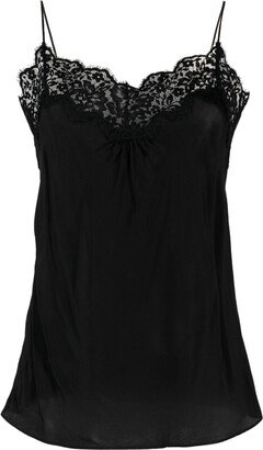 Lace-Trim Ruched Tank Top