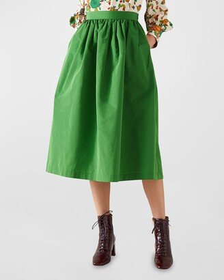 Olsen Ruched A-Line Midi Skirt