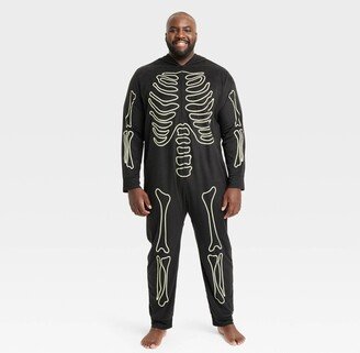 Men' Big & Tall Glow-In-The-Dark Skeleton Halloween Matching Family Union Suit - Hyde & EEK! Boutique™ Black 3XLT