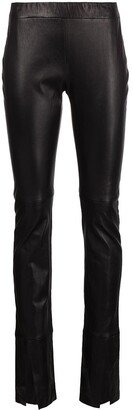 Skinny Split-Cuff Lambskin Trousers