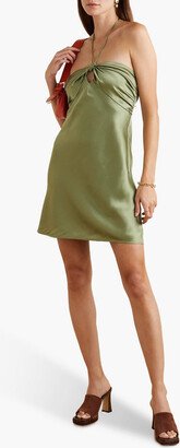 Sorrentine knotted cutout silk-charmeuse halterneck mini dress