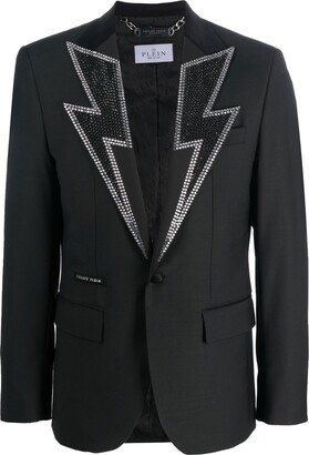 Crystal-Embellished Single-Breasted Blazer