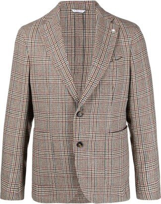 Houndstooth-Pattern Single-Breasted Blazer-AB