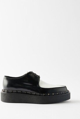Rockstud Two-tone Leather Derby Shoes