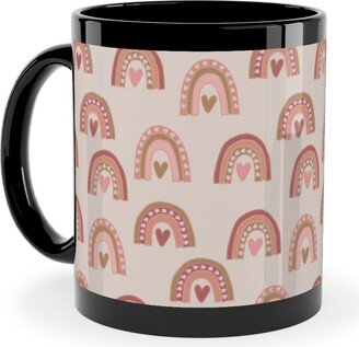 Mugs: Hearts And Rainbows - Pink Ceramic Mug, Black, 11Oz, Pink