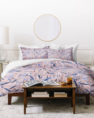 Ninola Design Blue Leaves On Pink Duvet Cover Set