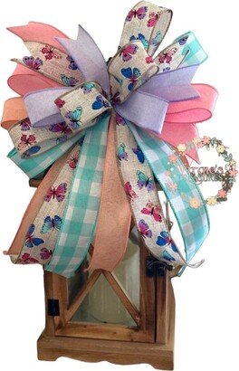 Butterfly Lantern Bow, Summer Swag, Spring Decoration, Wreath Embellishment, Boor, Door Hanger | Lantern Not Included