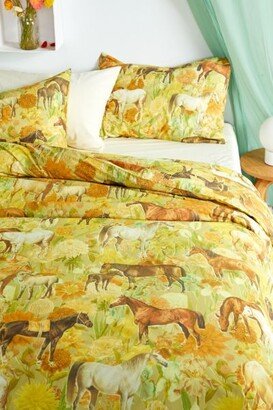 UO Home Horse Girl Breezy Cotton Printed Percale Duvet Set