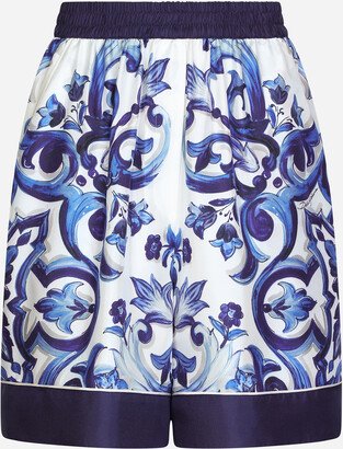 Majolica-print twill pajama shorts