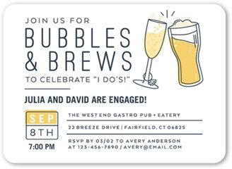 Engagement Party Invitations: Brews I Dos Engagement Party Invitation, White, 5X7, Matte, Signature Smooth Cardstock, Rounded