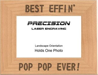 Funny Gifts For Grandpa Best Effin Pop Ever Engraved Natural Wood Picture Frame Fathers Day, Christmas, Birthday Presents