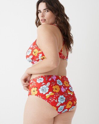 Dauphinette X high-rise full-coverage bikini bottom in red blooms