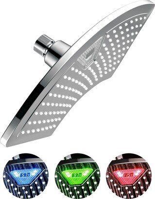 AquaFan 12-inch Rainfall Led Shower Head with Color-Changing Led/Lcd Temperature Display