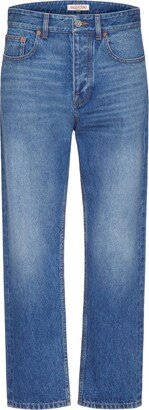 VLogo Signature cropped faded jeans