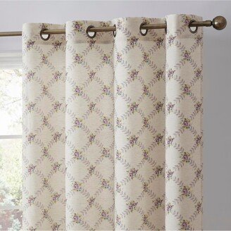 Morgan Floral Decorative Light Filtering Grommet Window Treatment Curtain Drapery Panels for Bedroom & Living Room - Set of 2 Panels (54 x 96 i