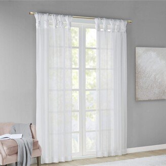 Gracie Mills Ceres Twist Tab Voile Sheer Window Pair, White - 84 Panel